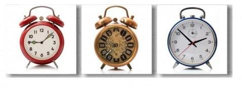 Tableau horloge 3 Réveils 105x35 cm