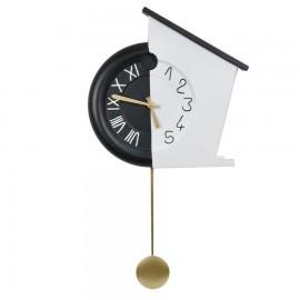 Pendule murale à balancier originale noir et blanc