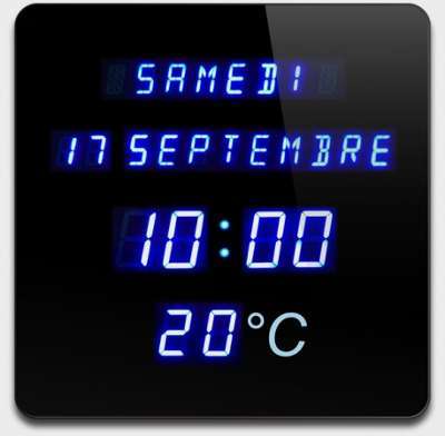 Horloge calendrier et température digitale