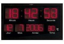 Horloge murale radio-pilotée à LED rouges
