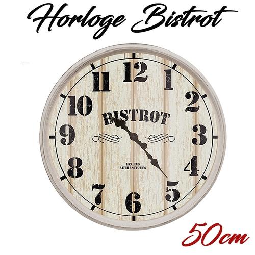 Horloge rétro style Bistrot blanc 50cm