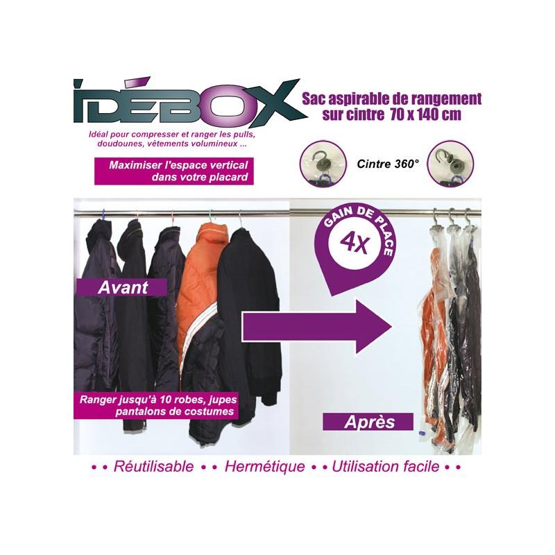 Lot de 3 sacs de rangement sous vide sur cintre 70