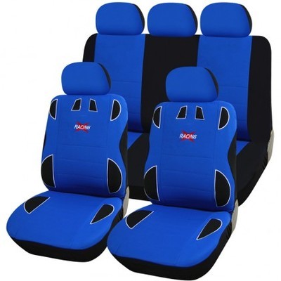 Housse de siège auto Racing Bleu et Noir 9 pièces