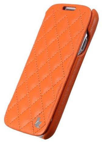 Protection folio Samsung S4 cuir véritable orange