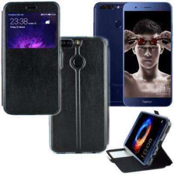 Etui Rabattable Simili Cuir Noir et Ouverture Ecra