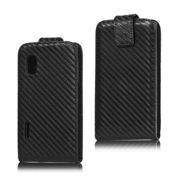 Etui à Rabat Fibre de Carbone pour LG Optimus L5 E