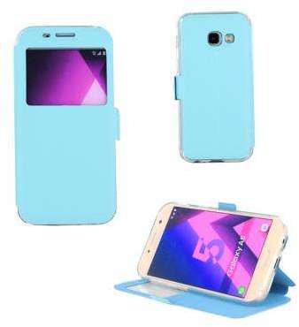 Etui Rabattable Simili Cuir Bleu Ciel et Ouverture