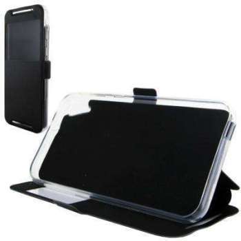 Etui Rabattable Noir Avec Ouverture Ecran pour HTC