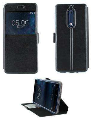 Etui Rabattable Noir Avec Ouverture Ecran pour Nok