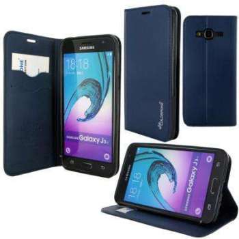Etui Rabattable Luxe Bleu Nuit Avec Support et Por