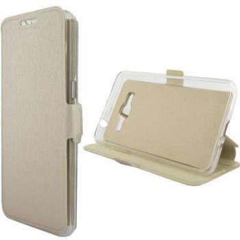 Etui Rabattable Beige Champagne avec Support pour