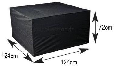 Housse pour salon de jardin Carré 124x124cm noir