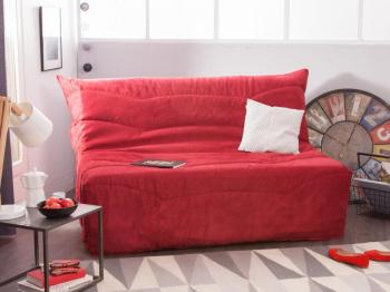 Housse de BZ suédine matelassée 140cm LEA Rouge
