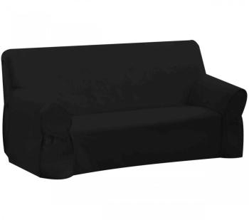 Housse de Canapé 3 Places Noire 100% Coton