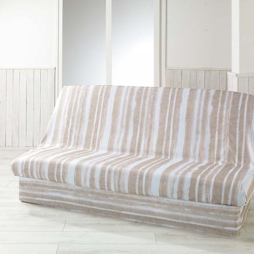 Housse Clic-Clac Origine Lin Rayures Blanches 140x