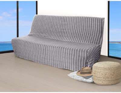 Housse clic-clac rayée gris anthracite 140x200 - T