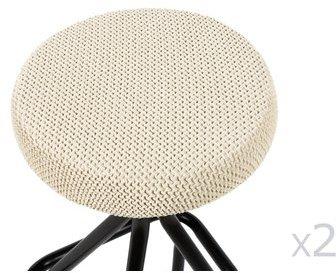 Housse de tabouret unie bi-extensible coton polyester Housse de tabouret unie bi-extensible