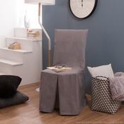 Housse de chaise bachette 100 coton INES Gris clair Housse de chaise bachette