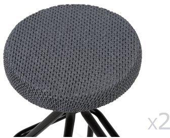 Housse de tabouret unie bi-extensible coton polyester Housse de tabouret unie bi-extensible
