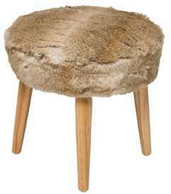 Housse de tabouret fausse fourure polyester beige mouchetée Housse de tabouret fausse