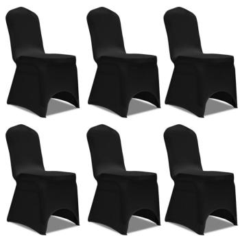 VidaXL Housse noire extensible pour chaise 6 pièce