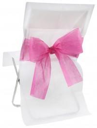 Housse de chaise bicolore blanc / fuchsia