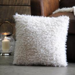 Housse de coussin imitation fourrure Mouton Blanc