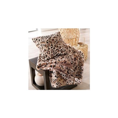 Housse de coussin imitation fourrure Léopard