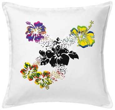 Housse de coussin 50x50 cm 100% Coton décorée Fleu