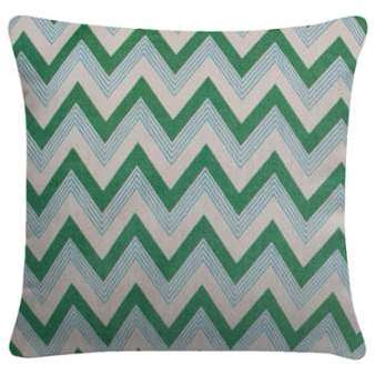 Housse de coussin Zig Zag - Vert / Bleu