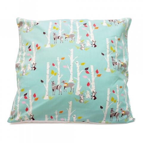 Housse de coussin coton bio biches et lapins