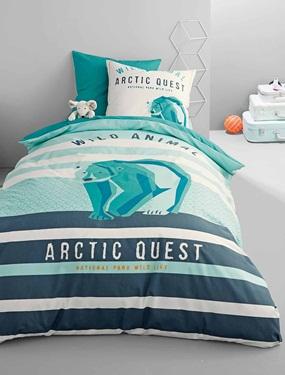 Housse de couette Arctic quest vert imprime Vertba