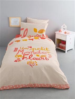Housse de couette en flanelle Bouquet de mots rose