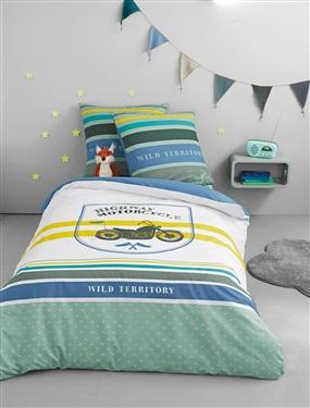 Housse de couette Motobilette blanc avec decor Ver