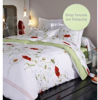 Drap Housse percale Tradilinge SEDUCTION - PISTACH