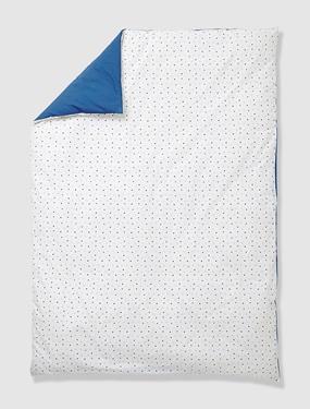 Housse de couette bicolore enfant ecru imp etoiles