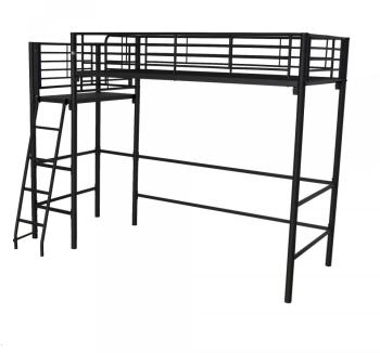 Lit mezzanine 1 place noir avec plateforme (90x200