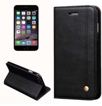 Etui porte-carte en cuir noir pour iPhone 7 Etui porte-carte en cuir noir
