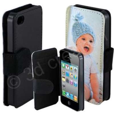 Etui téléphone a clapet personnalisé noir Iphone 4