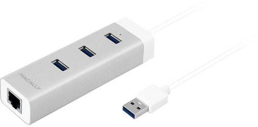 Macally U3HUBGBA - Hub 3 ports USB 3.0 + 1 port Et