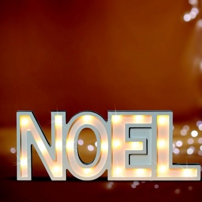 Mot lumineux en bois blanc Noël 20 Led