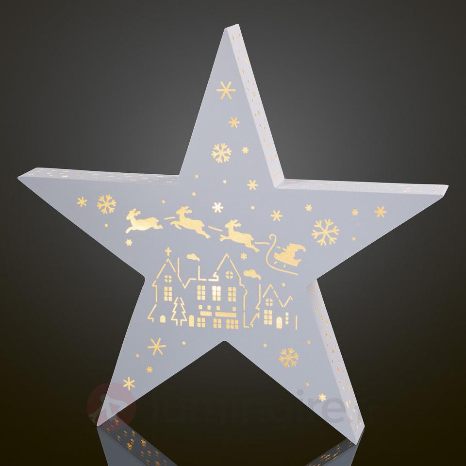 Étoile holographique LED Père Noël et traîneau