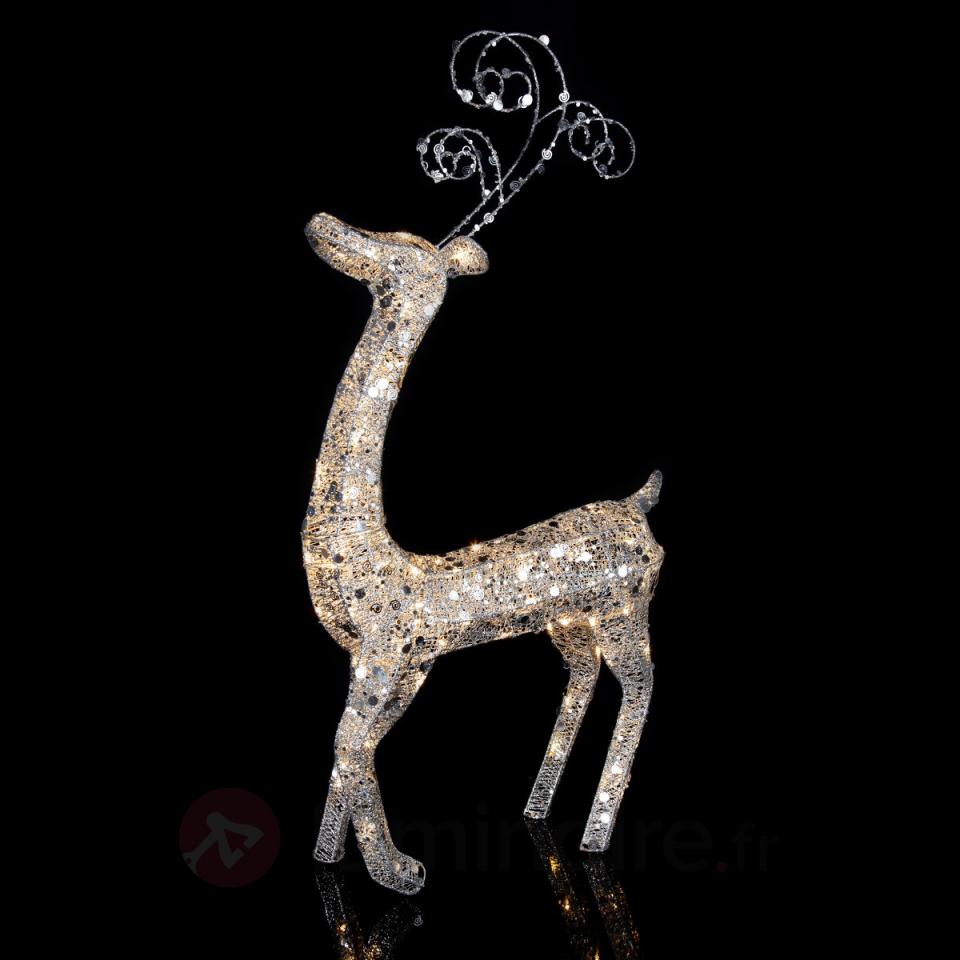 Renne LED IP44 debout 122 cm argenté