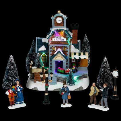 Village de Noël lumineux ville et gare