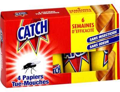 Papier tue-mouches sans odeur Catch - la boite de 4 Papier tue-mouches sans odeur