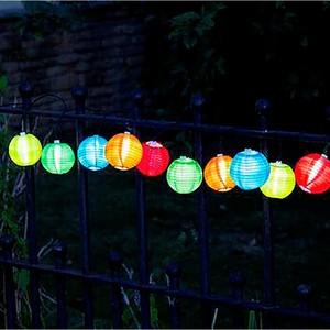 Guirlande solaire 10 lanternes chinoises couleur