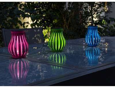 Lot de 3 x lampe solaire de table Vase Lot de 3 x lampe solaire de