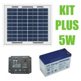 Kit panneau solaire 5W 12V avec régulateur 5A et b