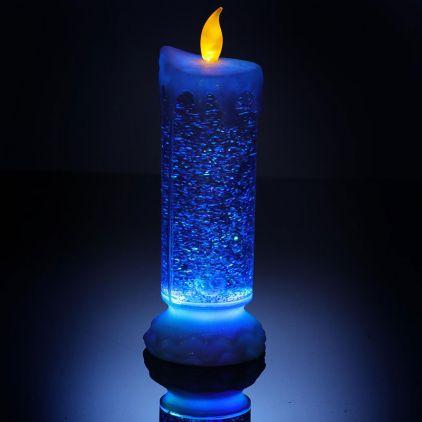 Bougie lumineuse LED à paillettes 24cm