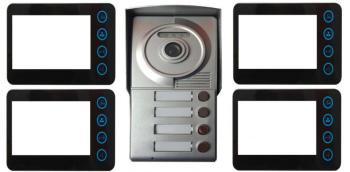 Portier interphone 2 fils 4 appartements + 4 écran